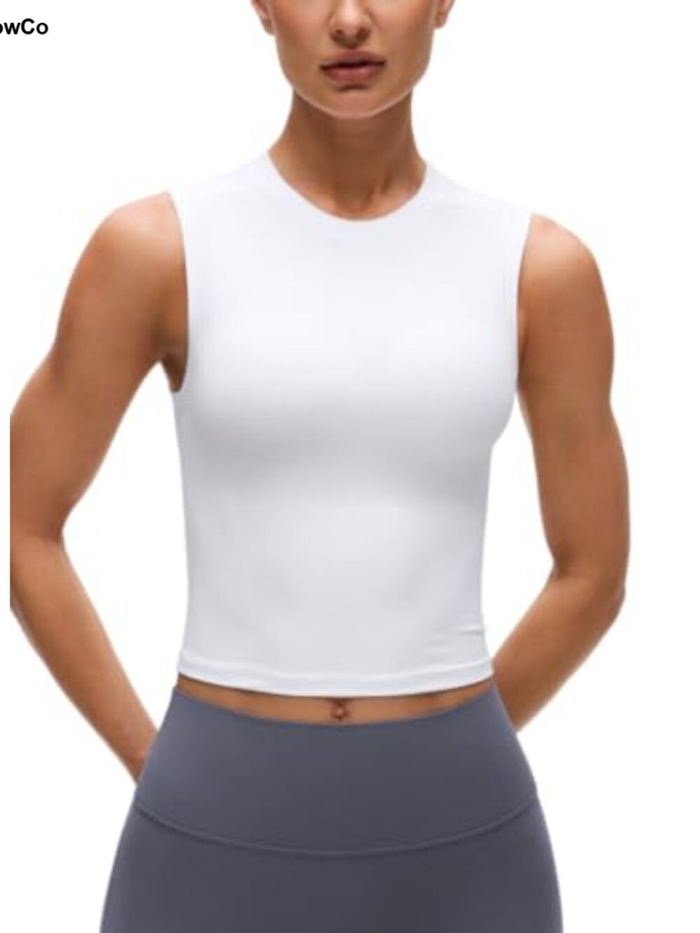 High Neck Crop Tank Top Softembrace Fitted Sleeveless Workout Yoga